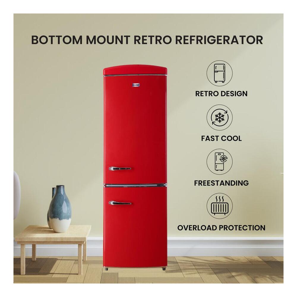 Equator RF132 Conserv Compact 24 inch Freestanding Retro Bottom Mount Refrigerator with 11 cu. ft. Capacity, Fast Freezing, Interior LED Light, Retro Handles