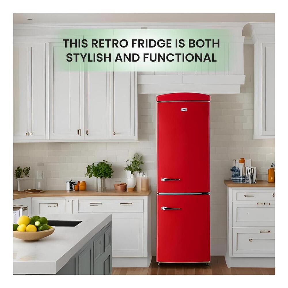 Equator RF132 Conserv Compact 24 inch Freestanding Retro Bottom Mount Refrigerator with 11 cu. ft. Capacity, Fast Freezing, Interior LED Light, Retro Handles