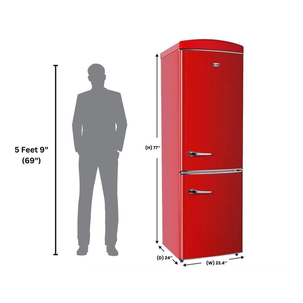 Equator RF132 Conserv Compact 24 inch Freestanding Retro Bottom Mount Refrigerator with 11 cu. ft. Capacity, Fast Freezing, Interior LED Light, Retro Handles