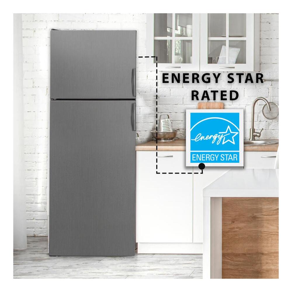 Equator RF142S 24 inch Freestanding Top-Freezer Refrigerator with 14.3 cu. ft. Capacity, Temperature Alarm, Interior LED Light, Ample Door Storage, in Stainless Steel