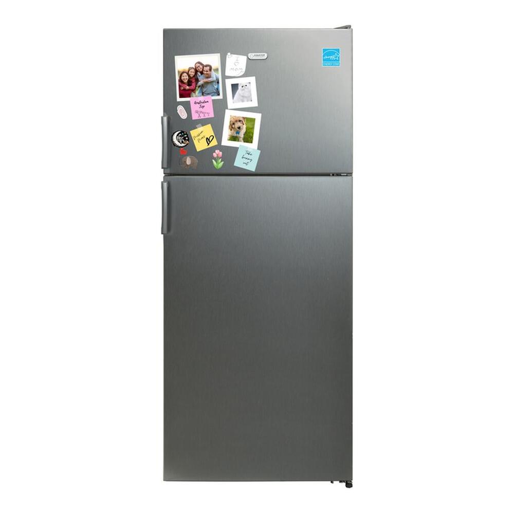 Equator RF142S 24 inch Freestanding Top-Freezer Refrigerator with 14.3 cu. ft. Capacity, Temperature Alarm, Interior LED Light, Ample Door Storage, in Stainless Steel