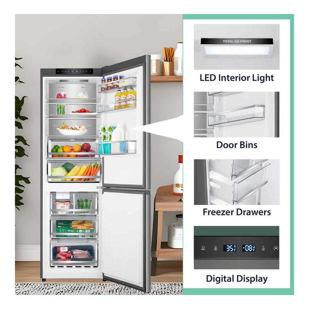 Equator RFI1200S 24 inch Freestanding Bottom-Freezer Refrigerator with 11.6 cu. ft. Capacity, Automatic Ice Maker, Eco Function, Fingerprint Resistant, in Stainless Steel