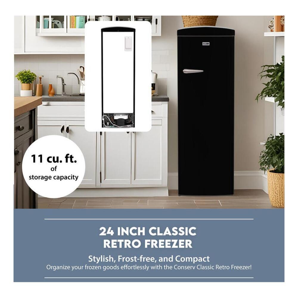 Equator RR1100 Conserv Compact 24 inch Freestanding Classic Retro Refrigerator with 11 cu. ft. Capacity, Rust Proof Handle, Multi Air Flow Cooling, Compressor Cooling