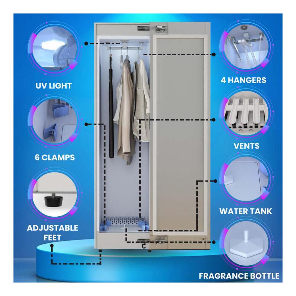 Equator SDC760 16 inch Steam Dryer Closet with 7.6 cu. ft Capacity, Wrinkle-Free Steaming, Automatic cooling function, Odor resistant
