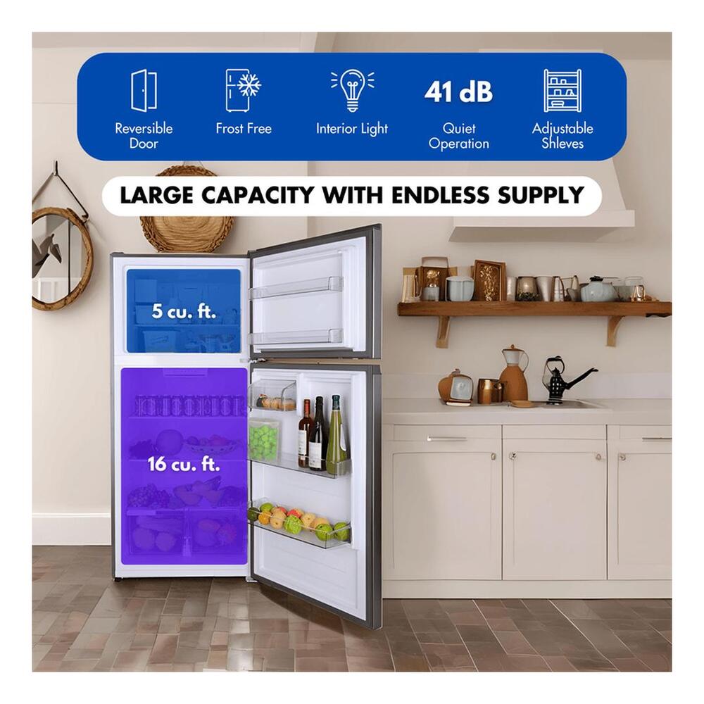 Equator TMRI210S Conserv 33 inch Freestanding Apartment Refrigerator with 21 cu. ft. Capacity, Adjustable Feet, Interior Light, Fingerprint Resistant, in Stainless Steel