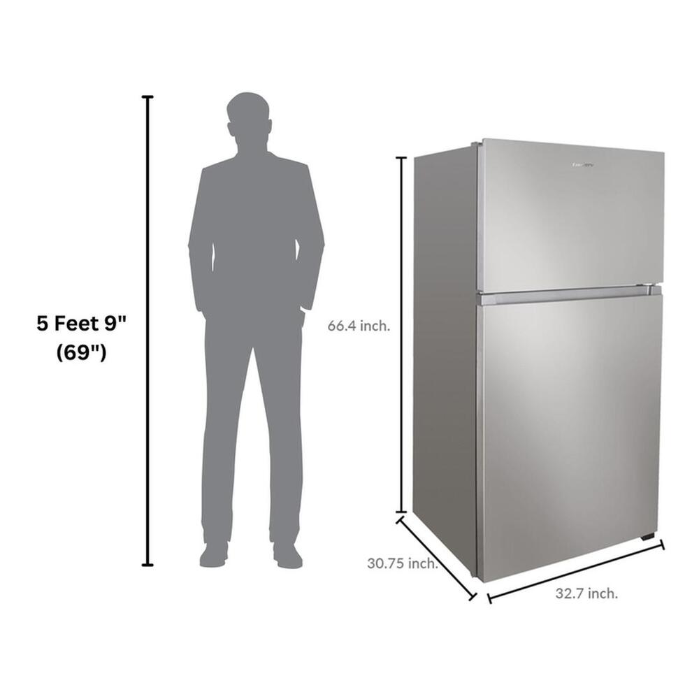 Equator TMRI210S Conserv 33 inch Freestanding Apartment Refrigerator with 21 cu. ft. Capacity, Adjustable Feet, Interior Light, Fingerprint Resistant, in Stainless Steel