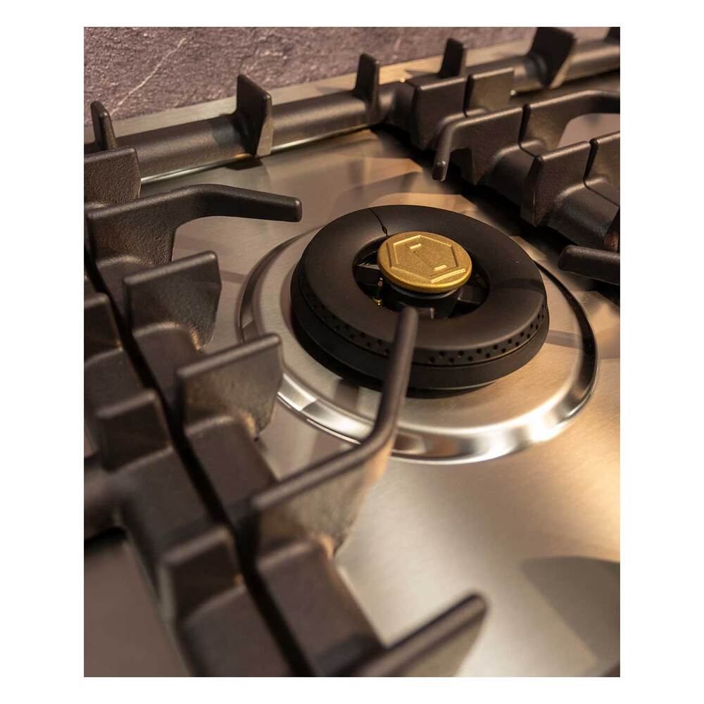 ILVE UHCPT125 Professional Plus II 48 inch Built-In Gas Cooktop with Total Black Brass Burners, in Stainless Steel