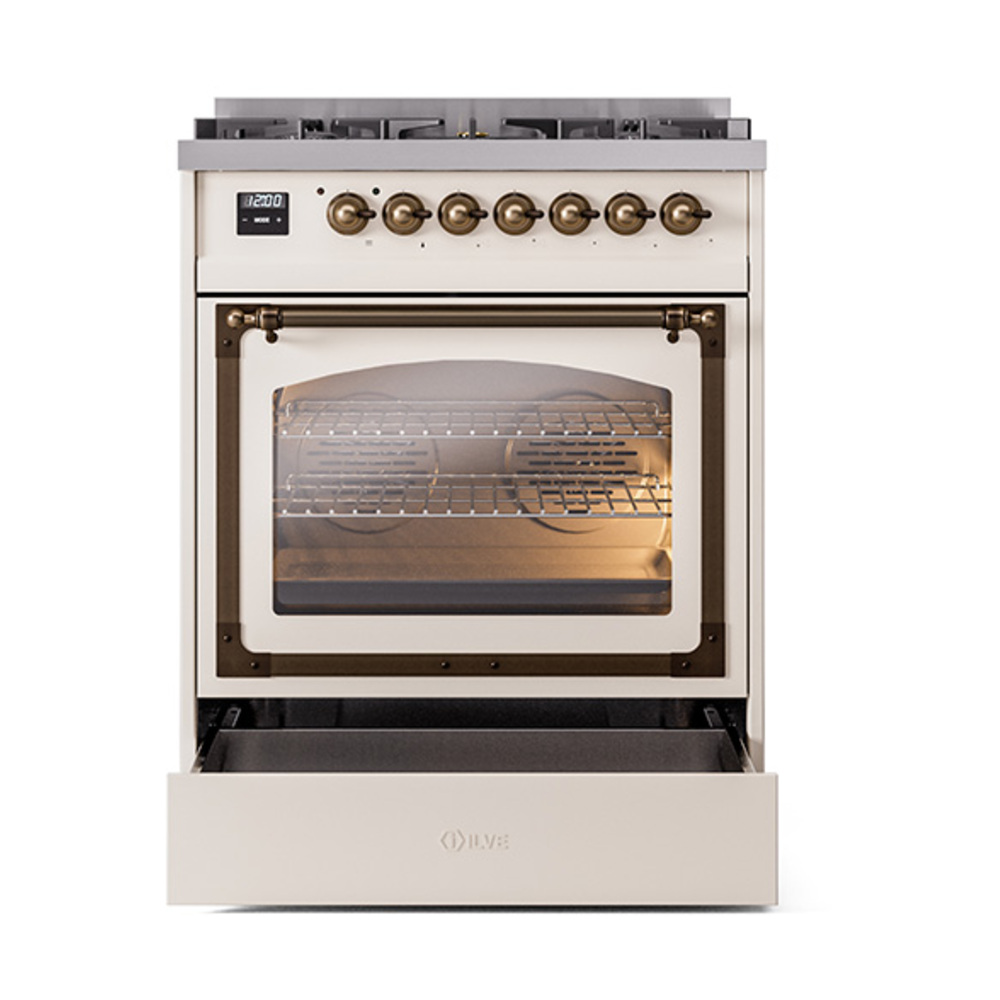 ILVE_UN30NMPAWB_Nostalgie_II_30"_Dual_Fuel_Range_drawer_opened