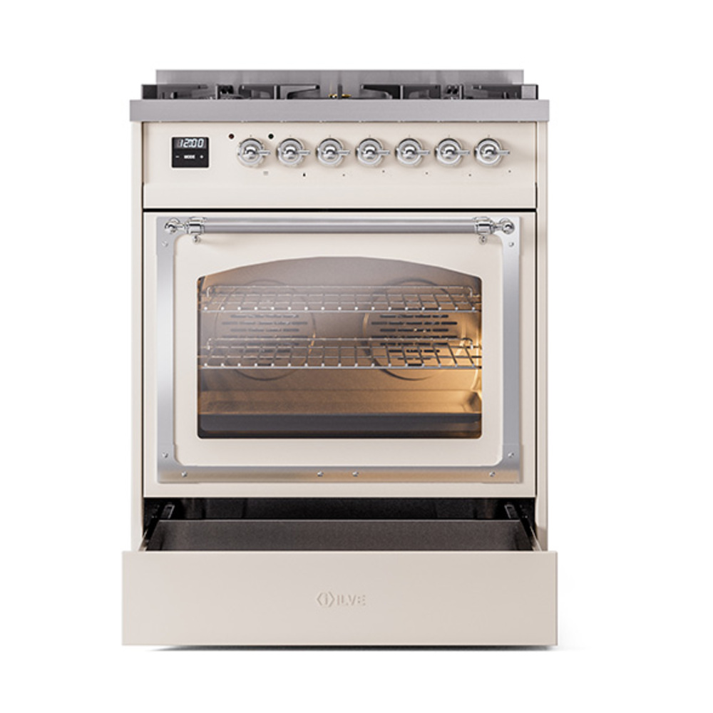 ILVE_UN30NMPAWCLP_Nostalgie_II_30"_Dual_Fuel_Range_drawer_opened