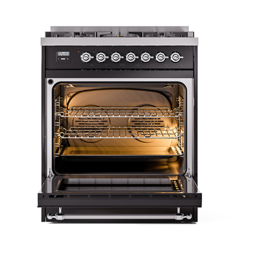 ILVE_UN30NMPBKCLP_Nostalgie_II_30"_Dual_Fuel_Range_oven_door_opened