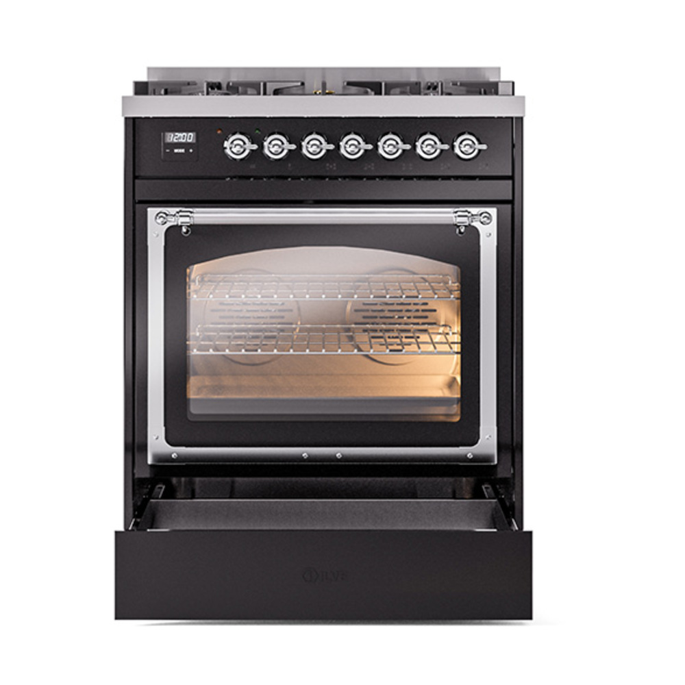 ILVE_UN30NMPBKCLP_Nostalgie_II_30"_Dual_Fuel_Range_drawer_opened