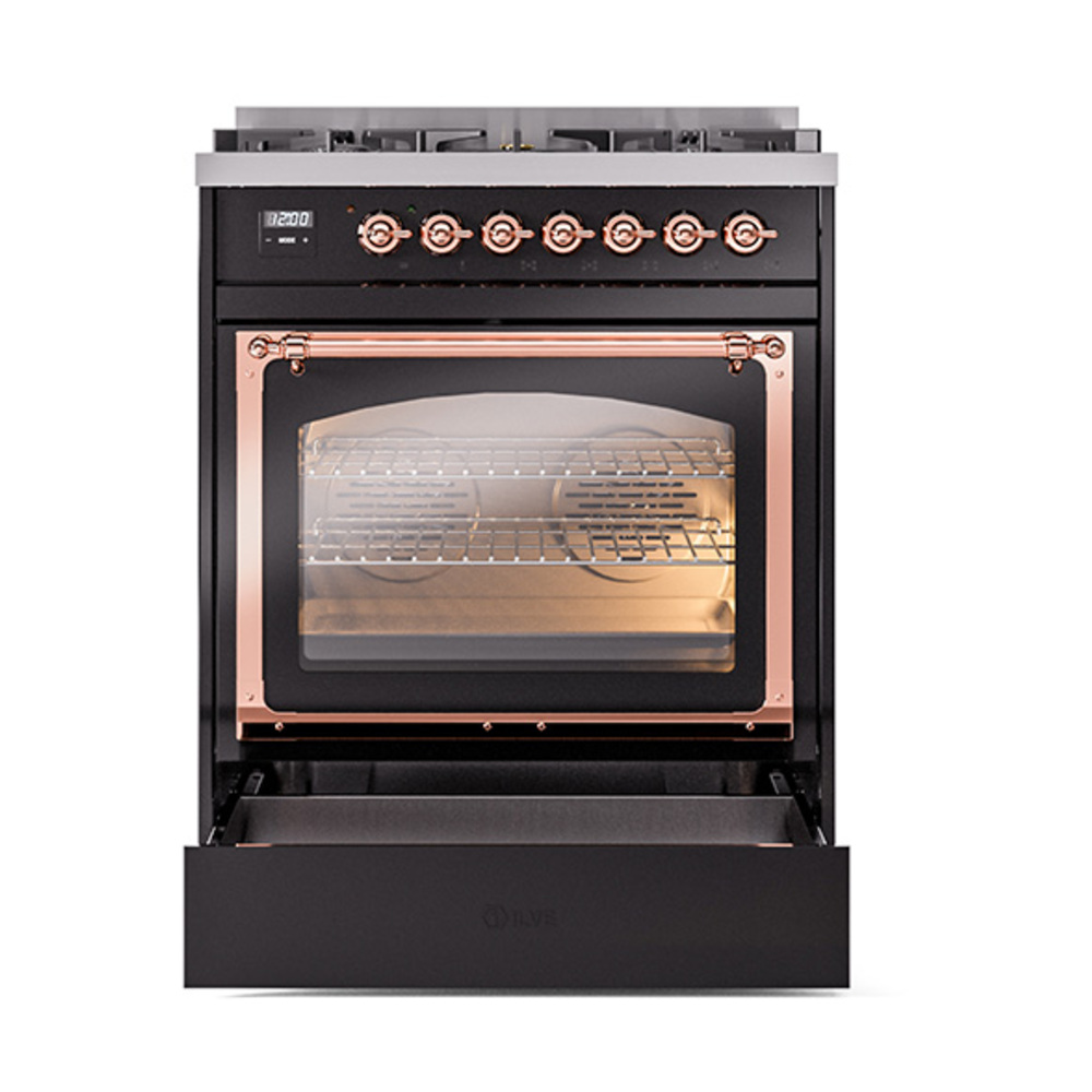 ILVE_UN30NMPBKPLP_Nostalgie_II_30"_Dual_Fuel_Range_drawer_opened