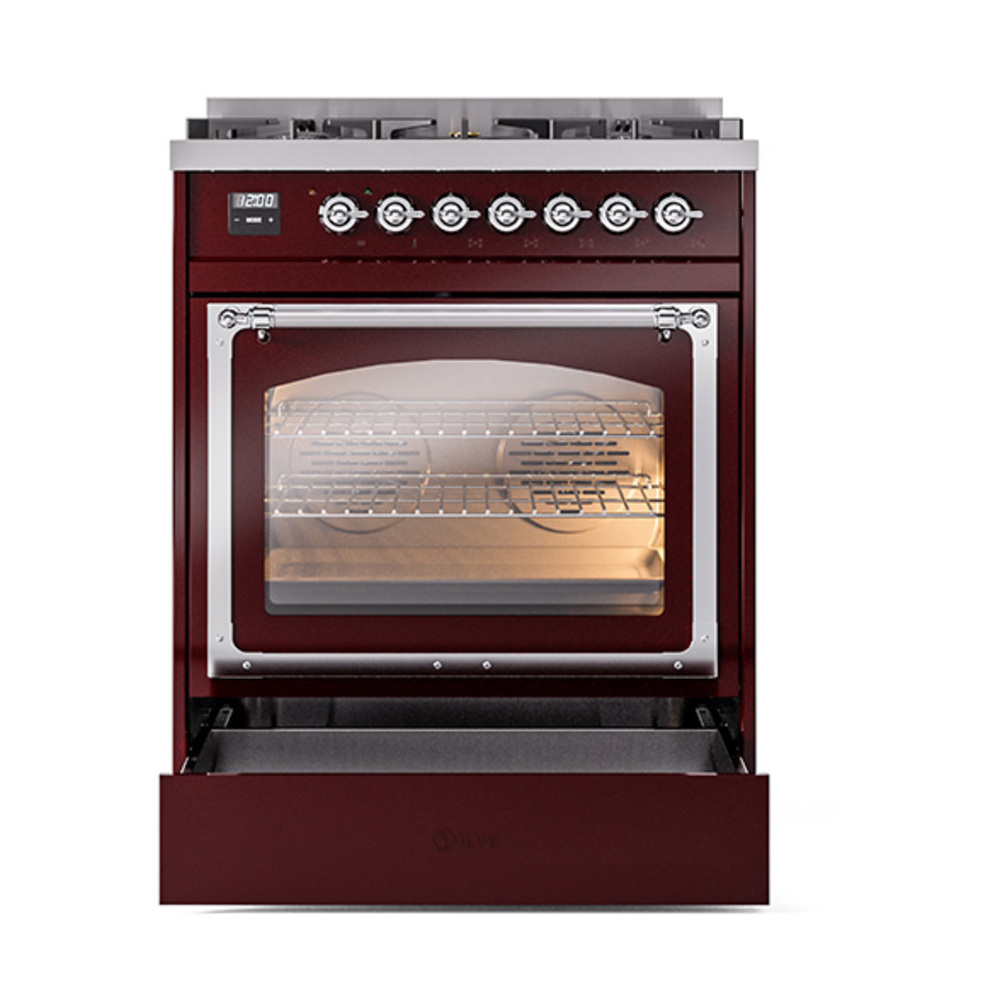 ILVE_UN30NMPBUCLP_Nostalgie_II_30"_Dual_Fuel_Range_drawer_opened