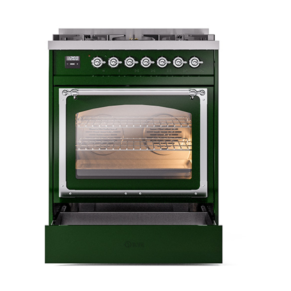 ILVE_UN30NMPEGCLP_Nostalgie_II_30"_Dual_Fuel_Range_drawer_opened