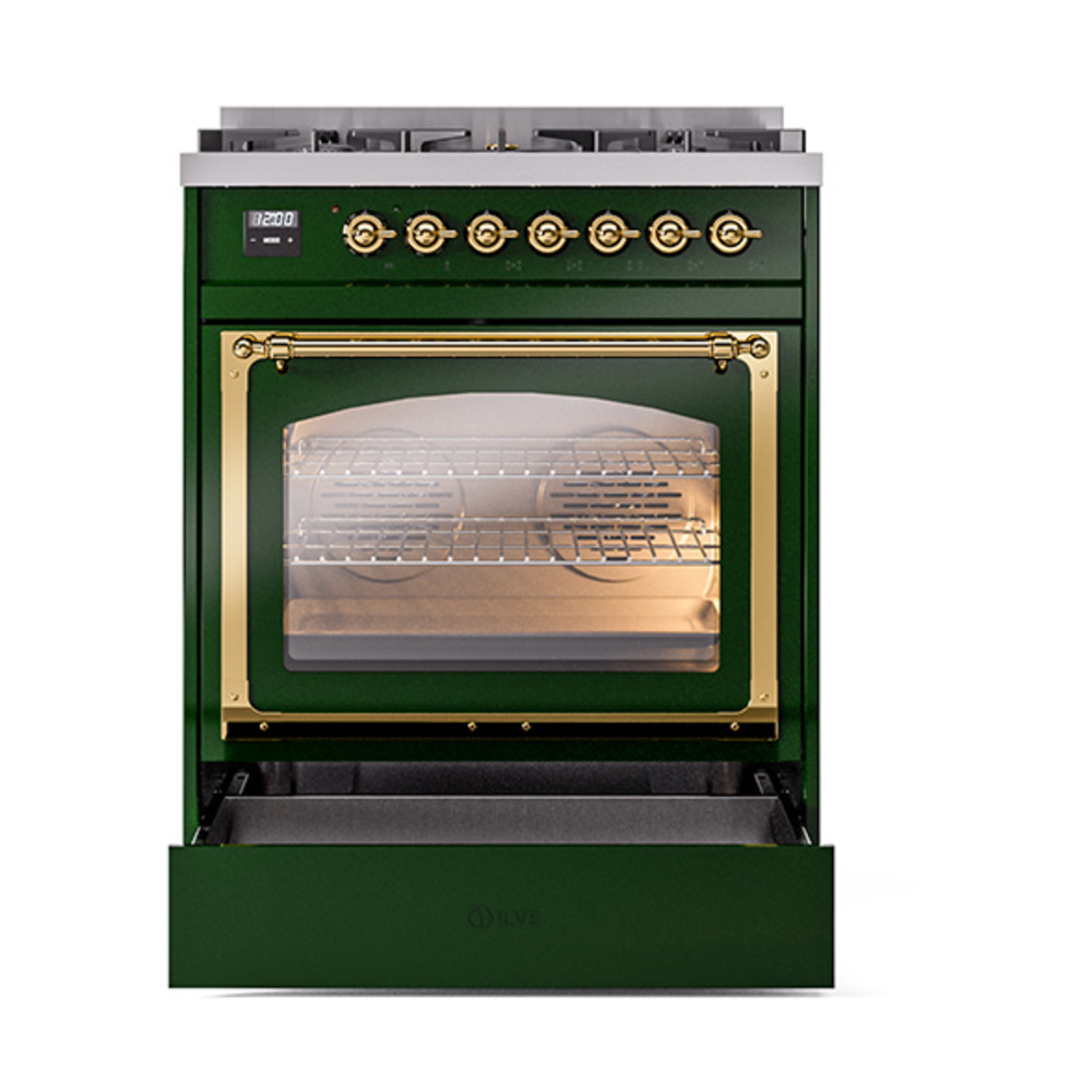 ILVE_UN30NMPEGGLP_Nostalgie_II_30"_Dual_Fuel_Range_drawer_opened