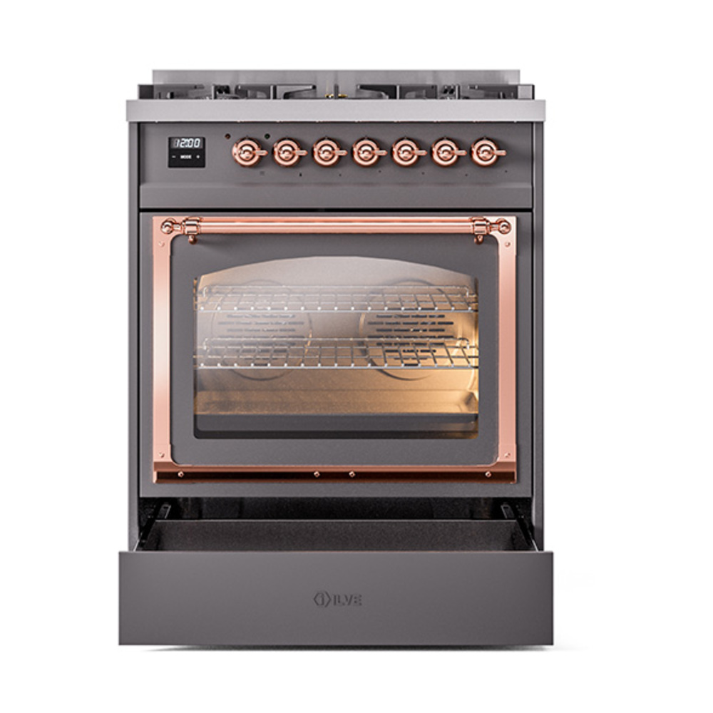 ILVE_UN30NMPMGPLP_Nostalgie_II_30"_Dual_Fuel_Range_drawer_opened