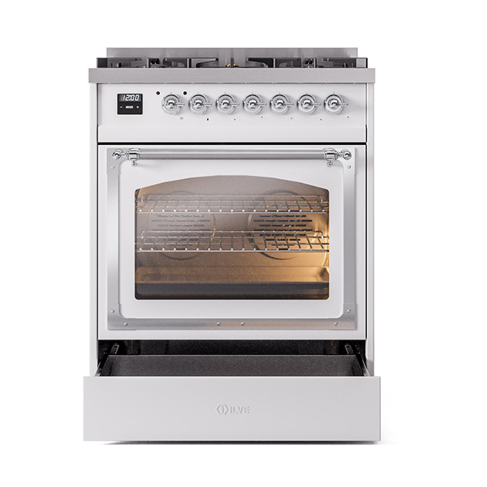 ILVE_UN30NMPRACLP_Nostalgie_II_30"_Dual_Fuel_Range_drawer_opened