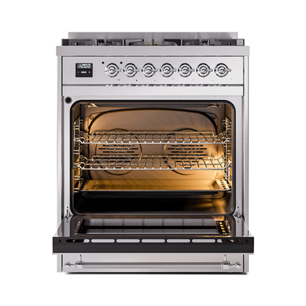 ILVE_UN30NMPSSCLP_Nostalgie_II_30"_Dual_Fuel_Range_oven_door_opened