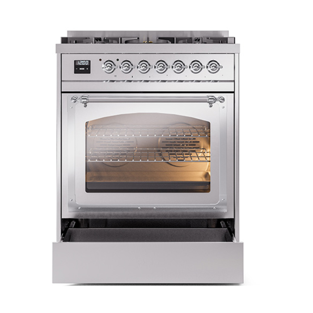 ILVE_UN30NMPSSCLP_Nostalgie_II_30"_Dual_Fuel_Range_drawer_opened