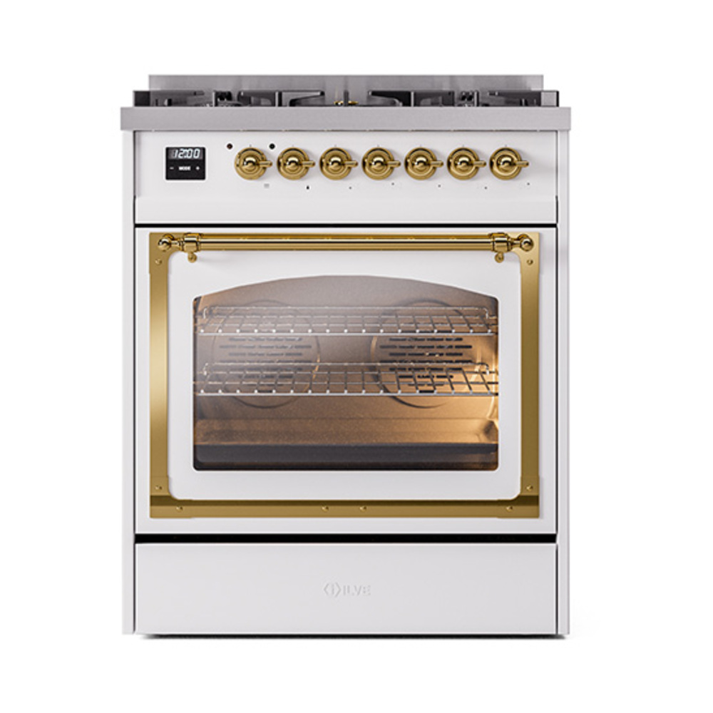 ILVE_UN30NMPWHGLP_Nostalgie_II_30"_Dual_Fuel_Range_front_view