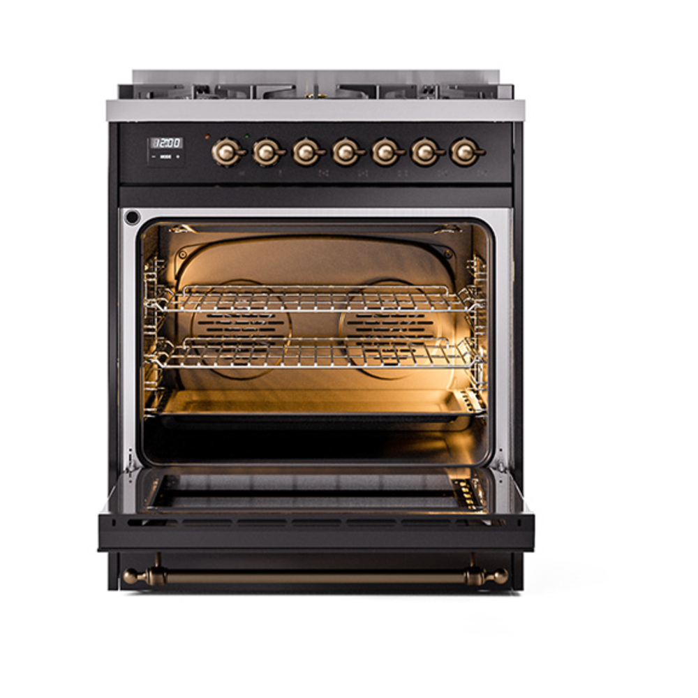 ILVE_UN30QNMPBKB_Nostalgie_II_30"_Dual_Fuel_Range_oven_door_opened