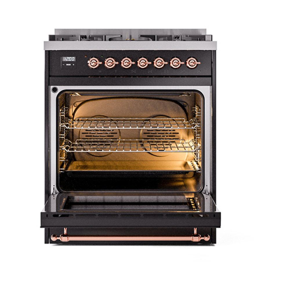 ILVE_UN30QNMPBKPLP_Nostalgie_II_30"_Dual_Fuel_Range_oven_door_opened