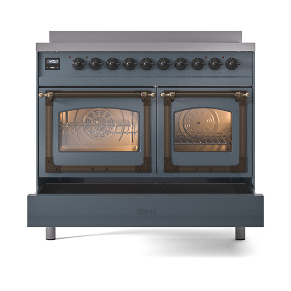 ILVE_UNDI406NMPBGB_Nostalgie_II_60"_Dual_Fuel_Range_drawer_opened