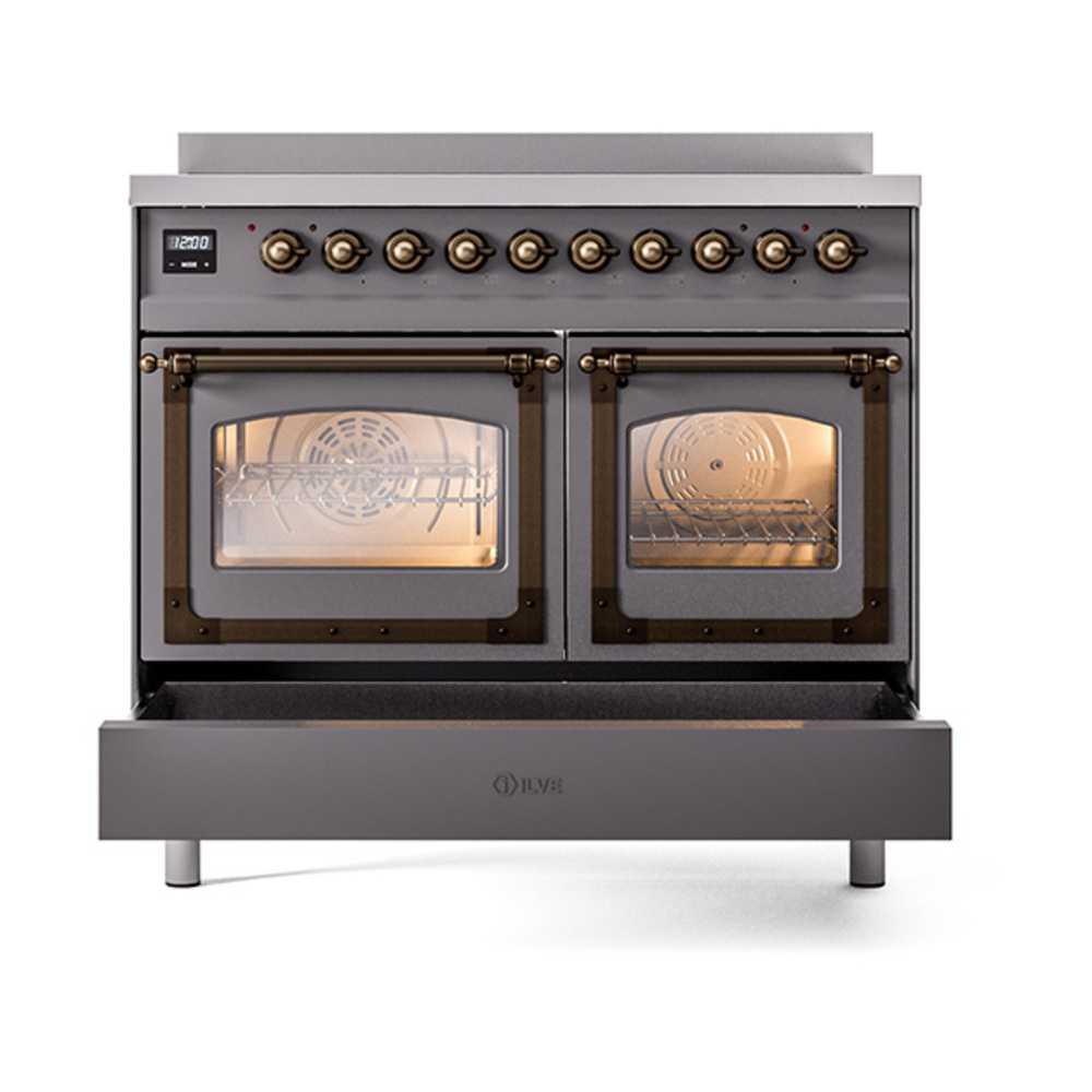 ILVE_UNDI406NMPMGB_Nostalgie_II_60"_Dual_Fuel_Range_drawer_opened
