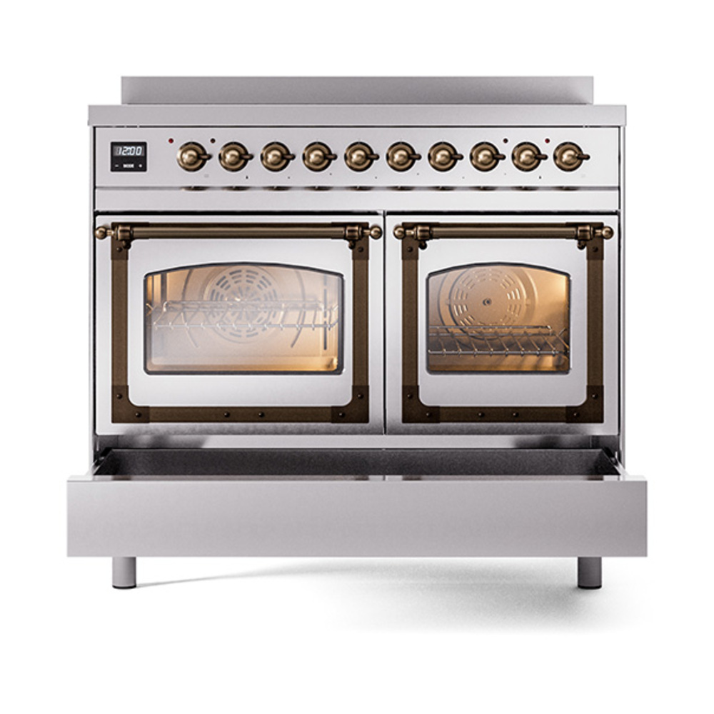 ILVE_UNDI406NMPSSB_Nostalgie_II_60"_Dual_Fuel_Range_drawer_opened