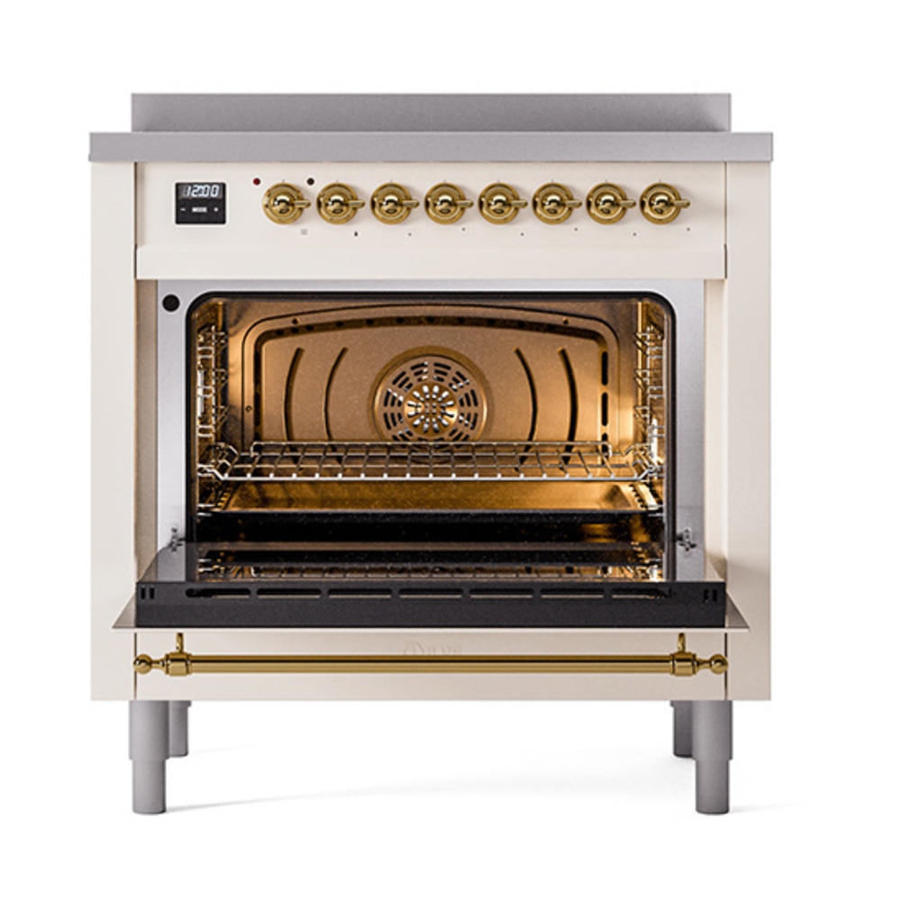 ILVE_UNI366NMPAWG_Nostalgie_II_36"_Induction_Range_oven_door_opened