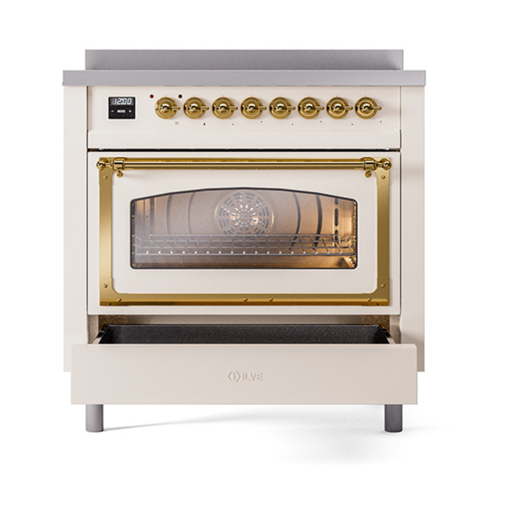 ILVE_UNI366NMPAWG_Nostalgie_II_36"_Induction_Range_drawer_opened
