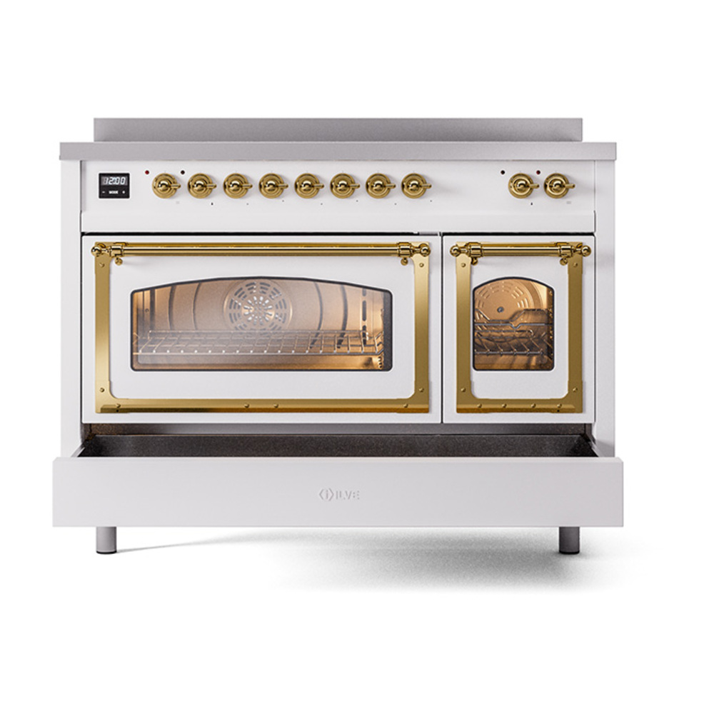 ILVE_UNI486NMPWHG_Nostalgie_II_48"_Induction_Range_drawer_opened