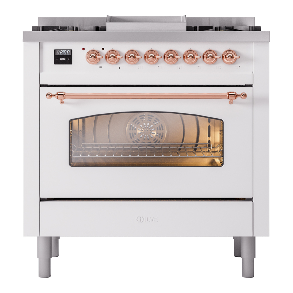 ILVE Nostalgie II 36" UP36FNMPWHPLP Dual Fuel Range front view