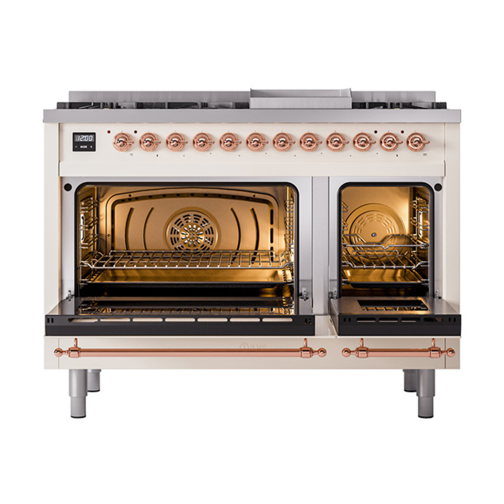 ILVE_UP48FQNMPAWP_Nostalgie_II_48"_Dual_Fuel_Range_oven_door_opened