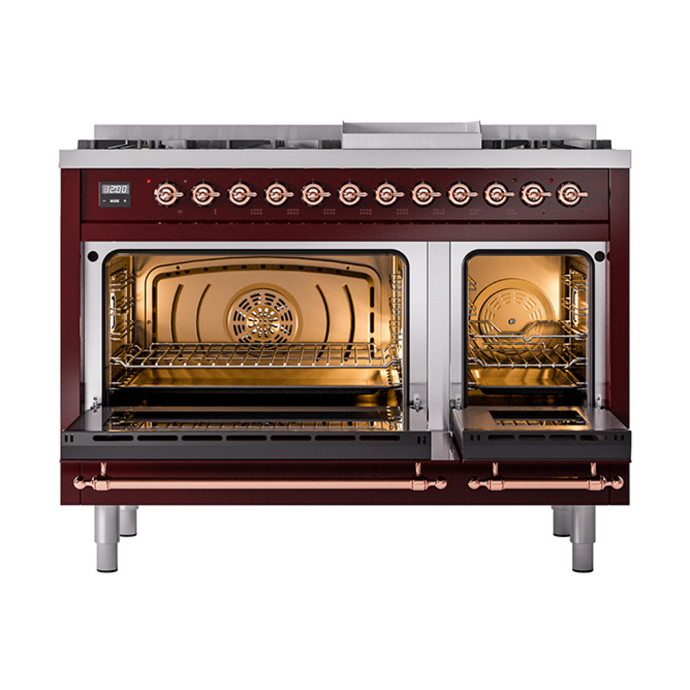 ILVE_UP48FQNMPBUPLP_Nostalgie_II_48"_Dual_Fuel_Range_oven_door_opened