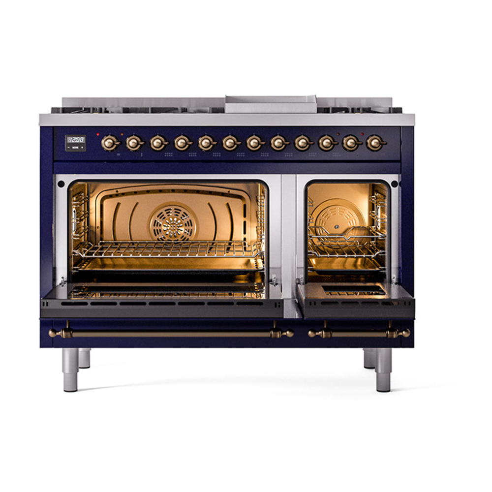 ILVE_UP48FQNMPMBBLP_Nostalgie_II_48"_Dual_Fuel_Range_oven_door_opened