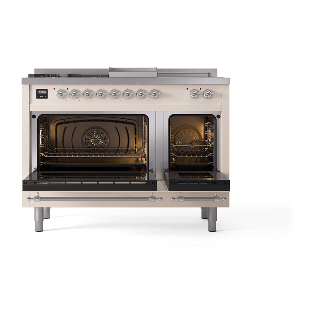 ILVE_UP48FSQNMPAWCLP_Nostalgie_II_48"_Dual_Fuel_Range_oven_door_opened
