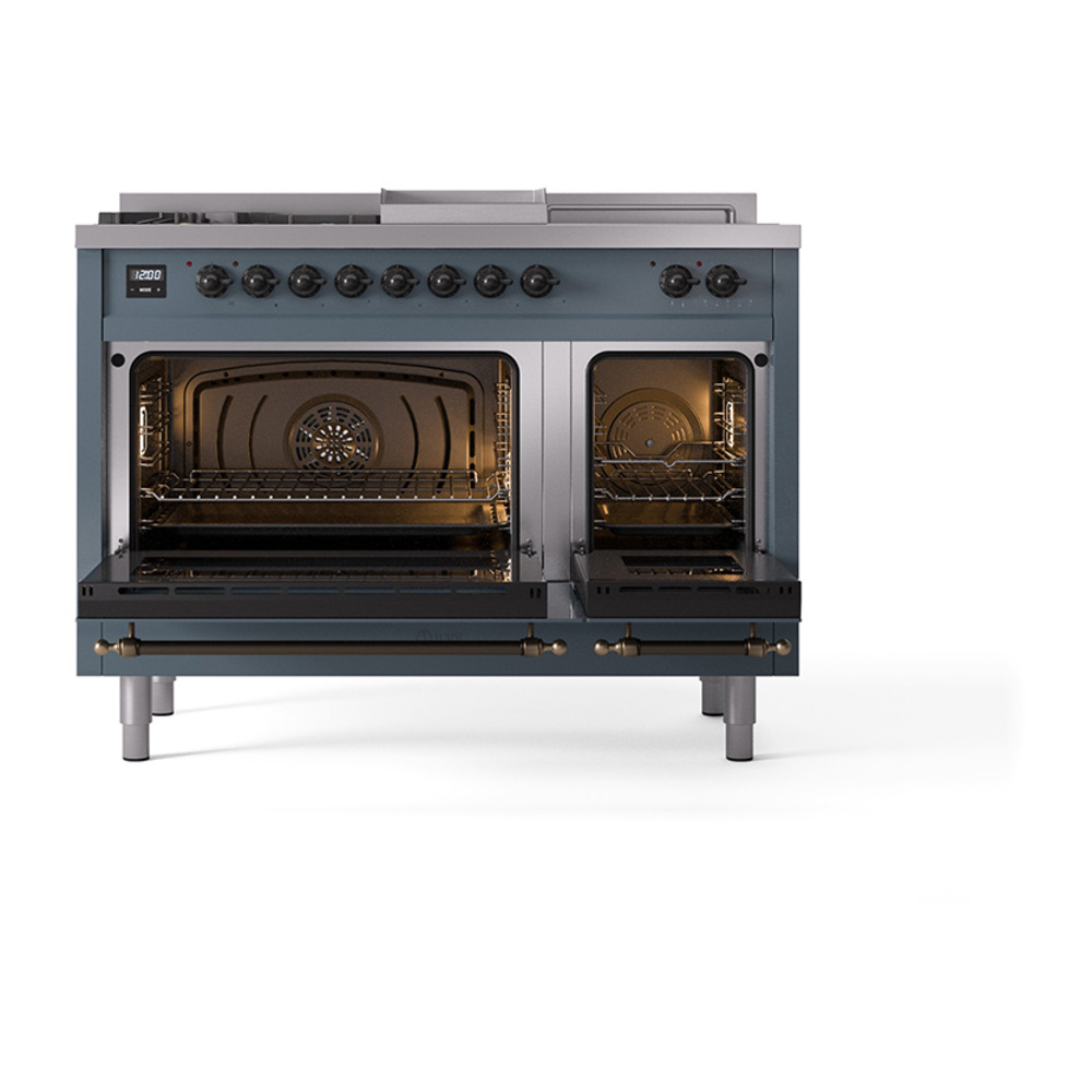 ILVE_UP48FSQNMPBGBLP_Nostalgie_II_48"_Dual_Fuel_Range_oven_door_opened