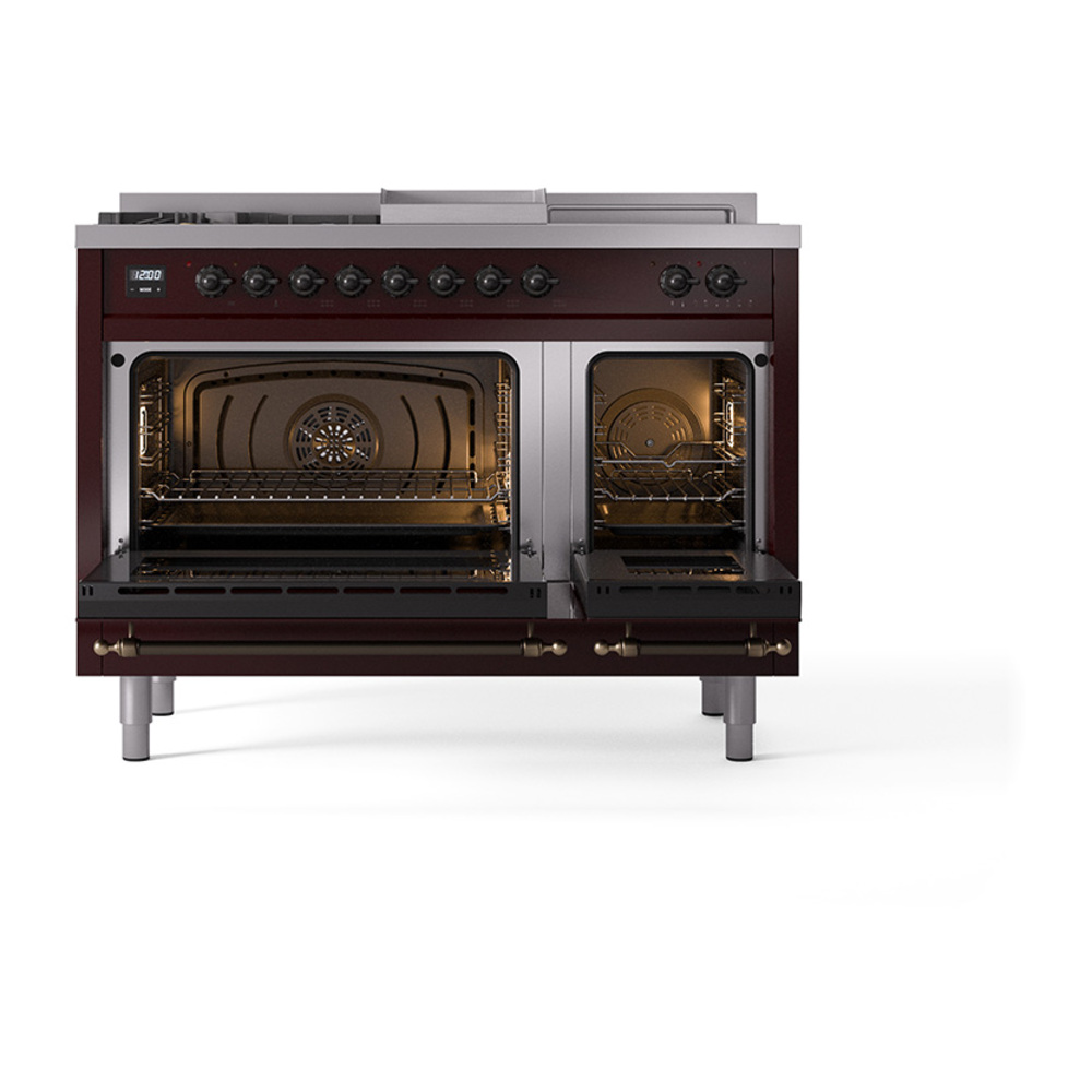 ILVE_UP48FSQNMPBUB_Nostalgie_II_48"_Dual_Fuel_Range_oven_door_opened