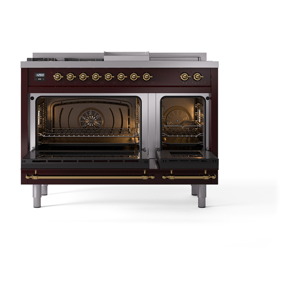 ILVE_UP48FSQNMPBUG_Nostalgie_II_48"_Dual_Fuel_Range_oven_door_opened