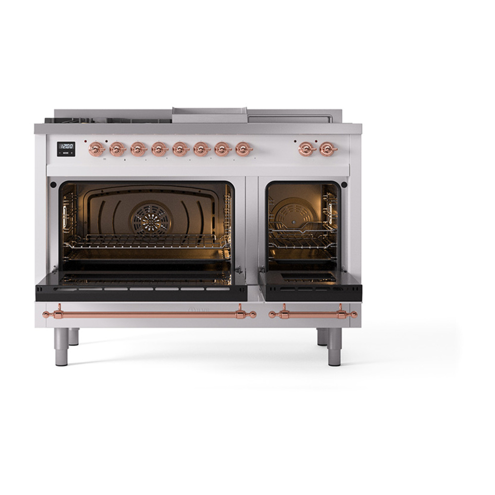 ILVE_UP48FSQNMPWHP_Nostalgie_II_48"_Dual_Fuel_Range_oven_door_opened