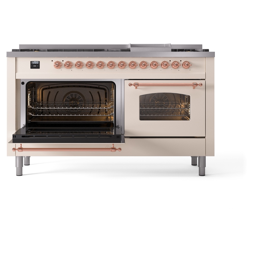 ILVE UP60FNMPAWGLP Nostalgie II 60" Dual Fuel Range, main oven door opened