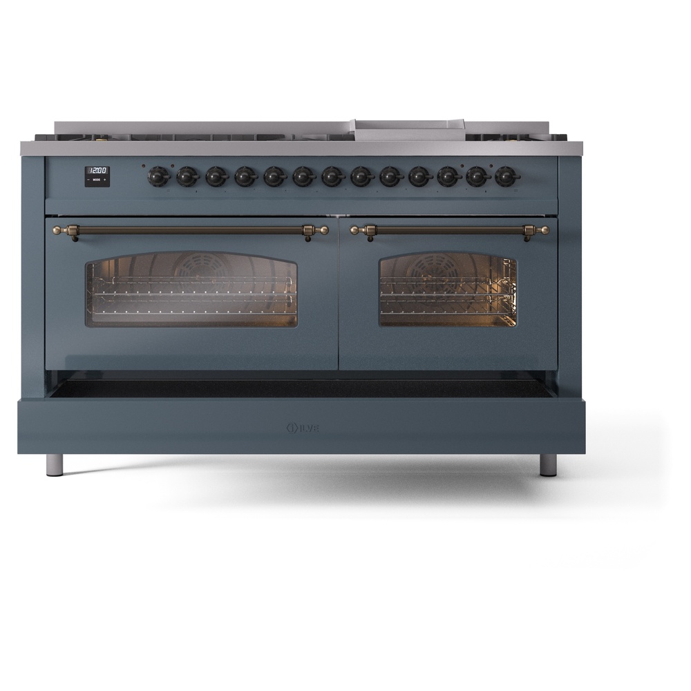 ILVE UP60FNMPBGB Nostalgie II 60" Dual Fuel Range, drawer opened