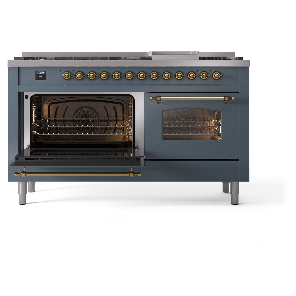 ILVE UP60FNMPBGG Nostalgie II 60" Dual Fuel Range, side oven door opened