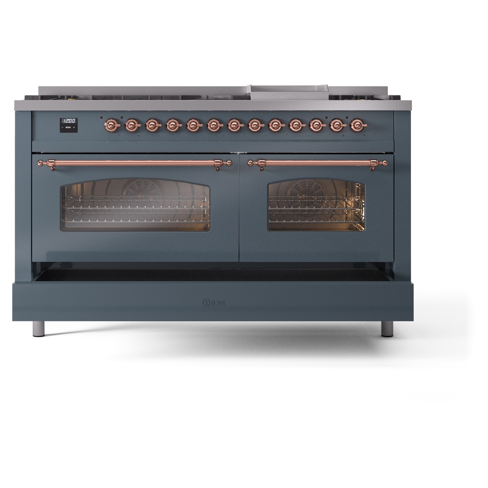 ILVE UP60FNMPBGPLP Nostalgie II 60" Dual Fuel Range, drawer opened