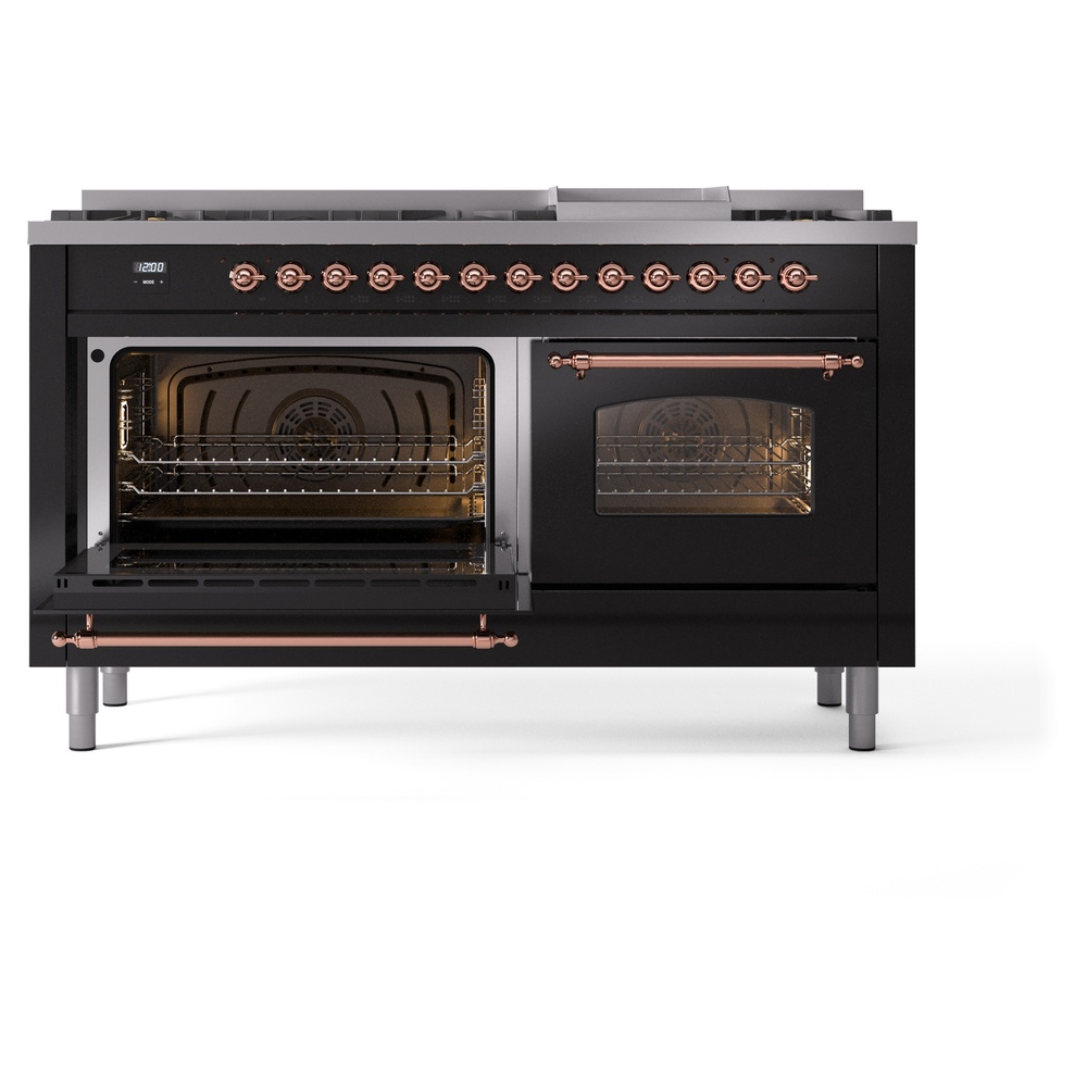 ILVE UP60FNMPBKPLP Nostalgie II 60" Dual Fuel Range, main oven door opened