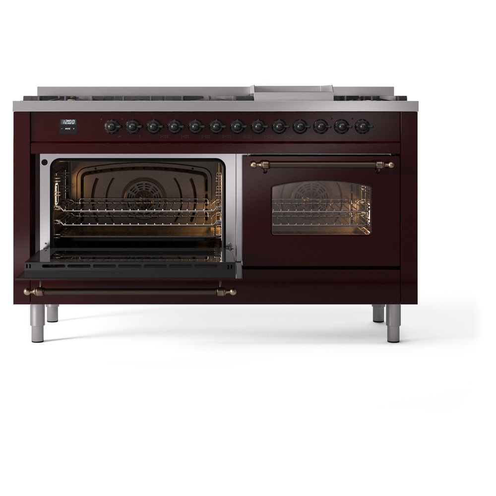 ILVE UP60FNMPBUBLP Nostalgie II 60" Dual Fuel Range, main oven door opened