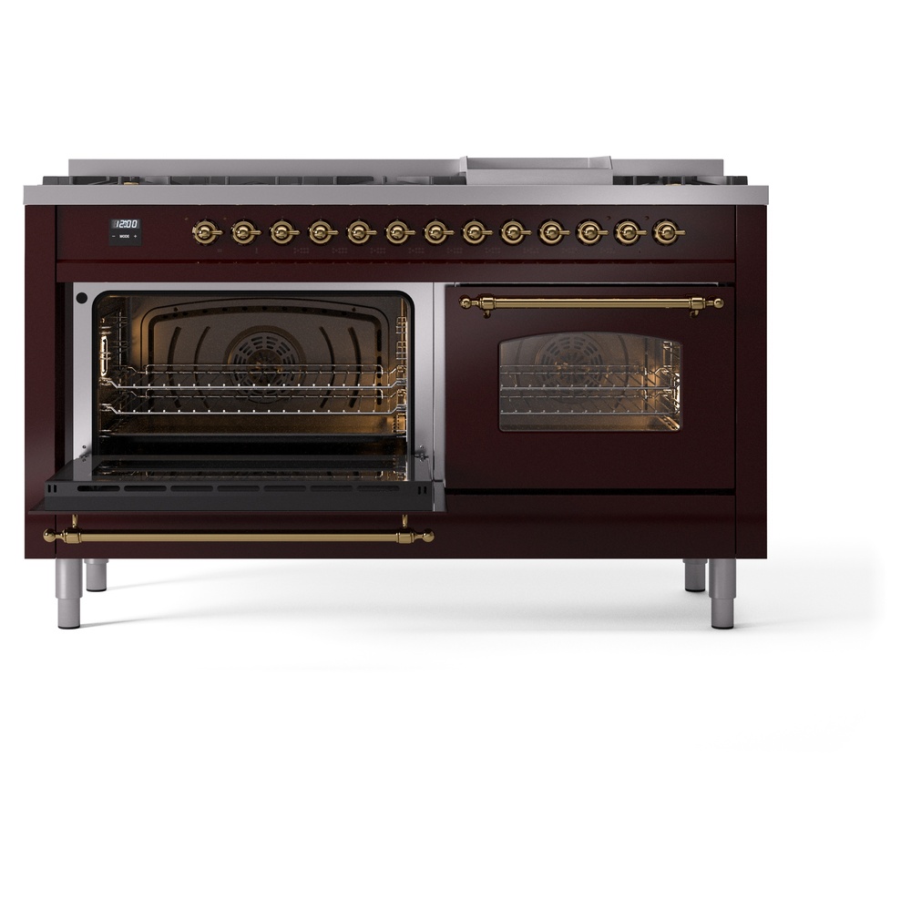 ILVE UP60FNMPBUGLP Nostalgie II 60" Dual Fuel Range, main oven door opened