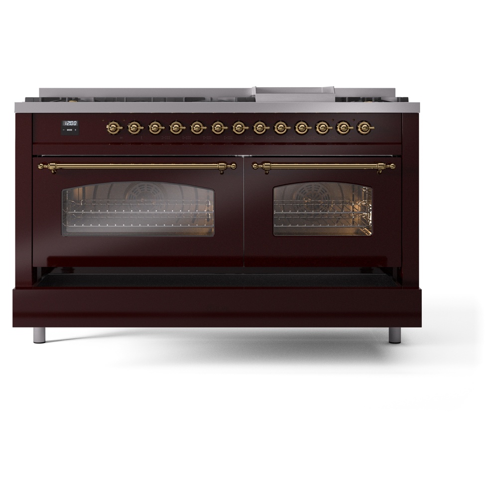 ILVE UP60FNMPBUGLP Nostalgie II 60" Dual Fuel Range, drawer opened