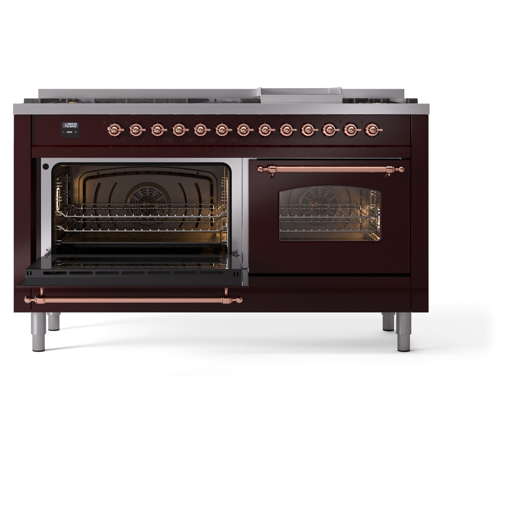 ILVE UP60FNMPBUPLP Nostalgie II 60" Dual Fuel Range, main oven door opened